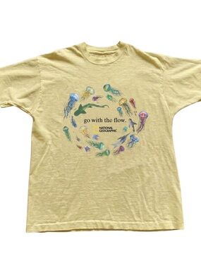 Gildan Yellow Short-Sleeve Tee with Colorful Jellyfish Graphic